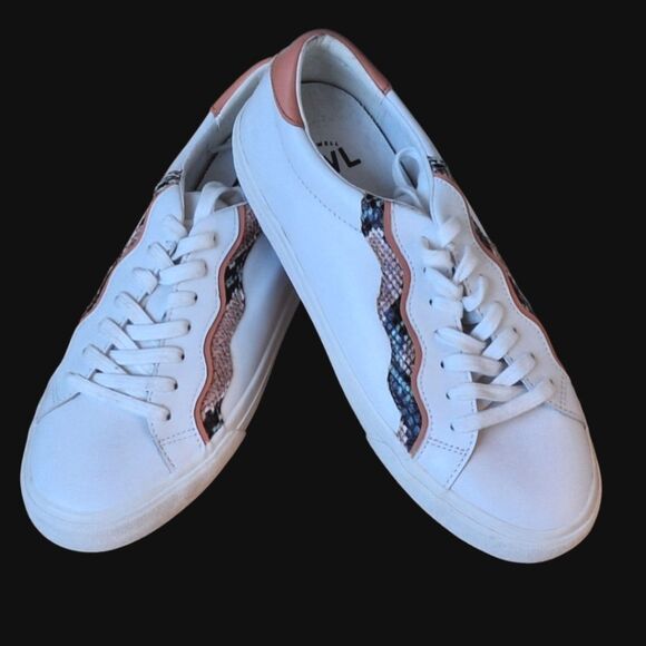 NWOB Madewell Sidewalk Lo Sneakers in Snake Embossed Leather 9.5 M Wave Edition - Picture 10 of 16